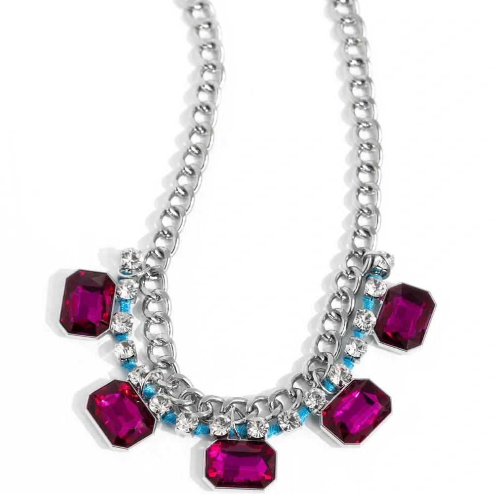 NWT Pink & Blue Necklace & Earrings Set - Picture 2 of 3